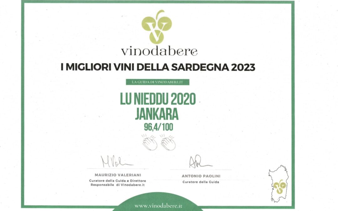 Jankara Vermentino di Gallura Superiore 2021 premiato con 98.3/100 tra i migliori vini della Sardegna 2025 da vinodabere.it