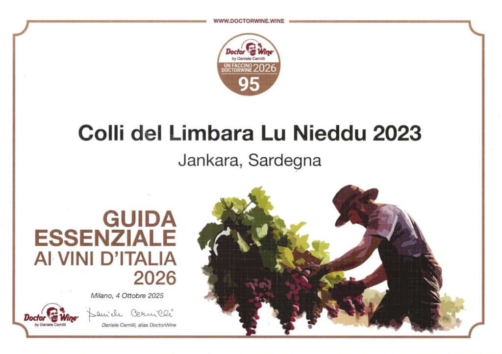 attestato di valutazione 95/100 nella Guida essenziale ai vini d’Italia 2026 da parte di Doctor Wine, Daniele Cernilli